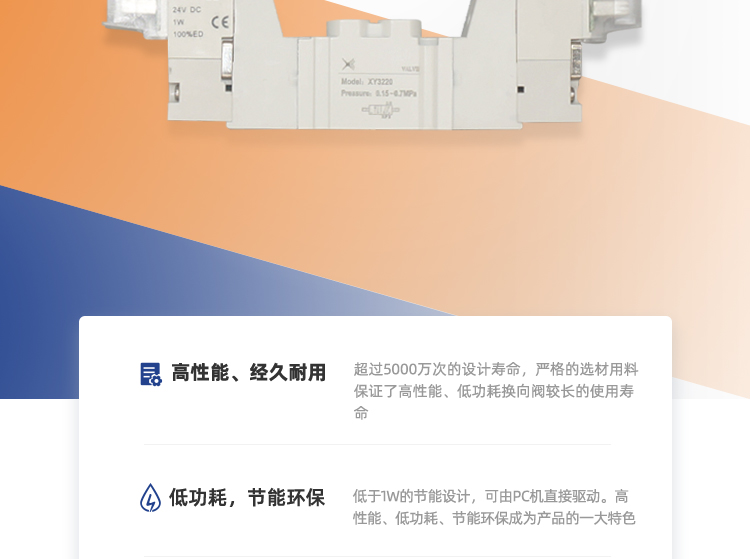 XY3220二位五通双电控管接式低功耗换向阀