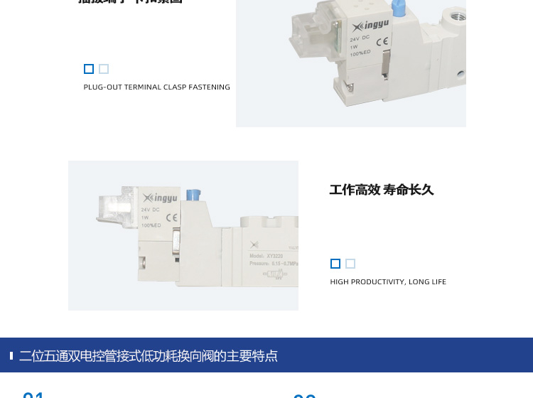 XY3220二位五通双电控管接式低功耗换向阀
