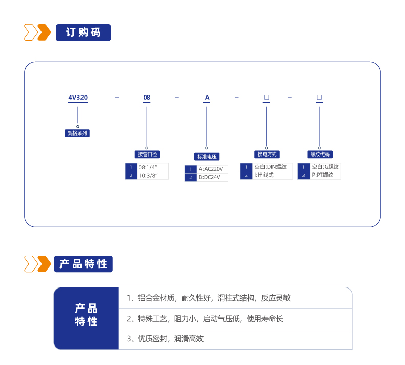 4V320二位五通管接式换向阀