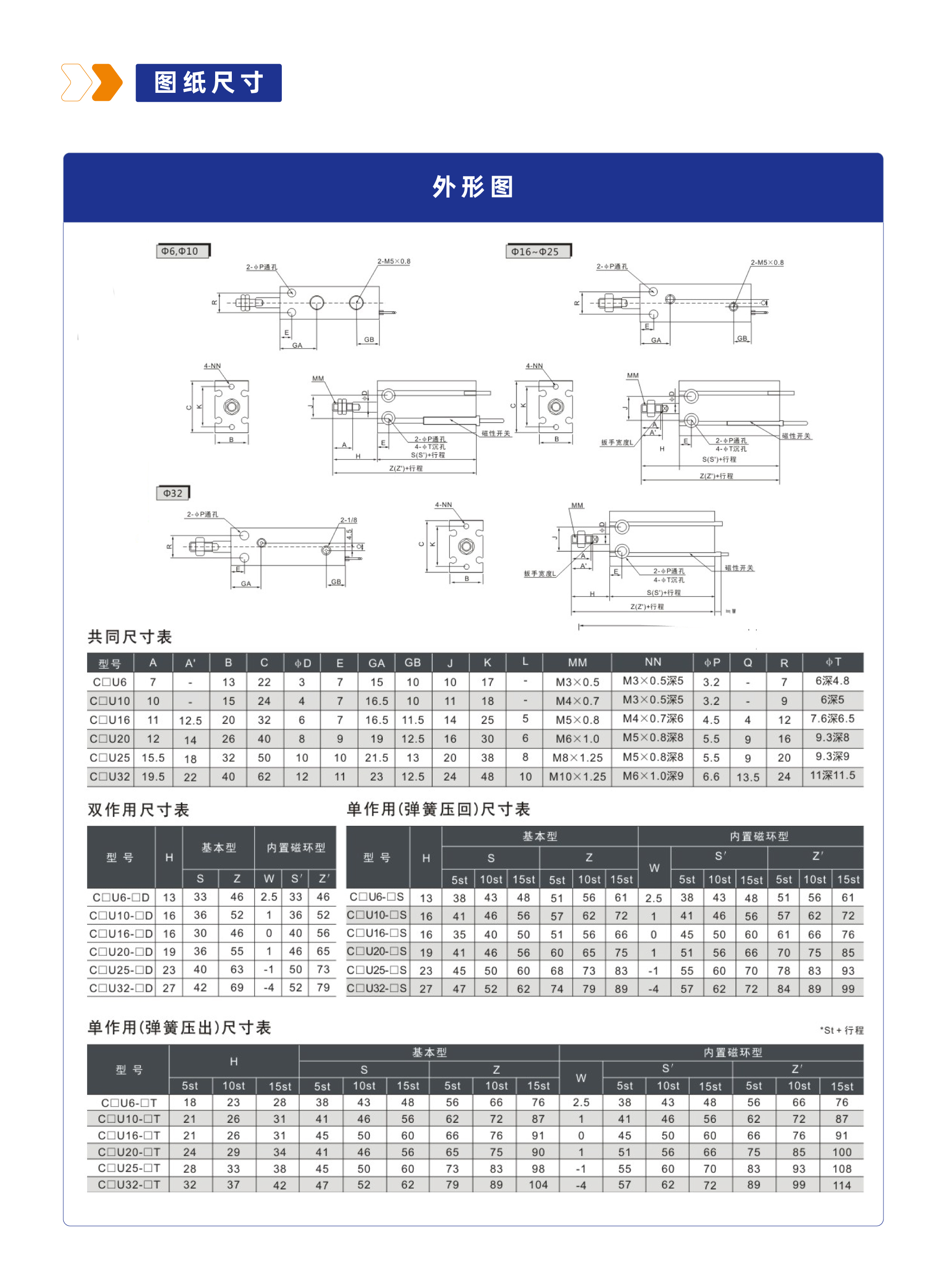 CU(CDU)系列自由安装型气缸