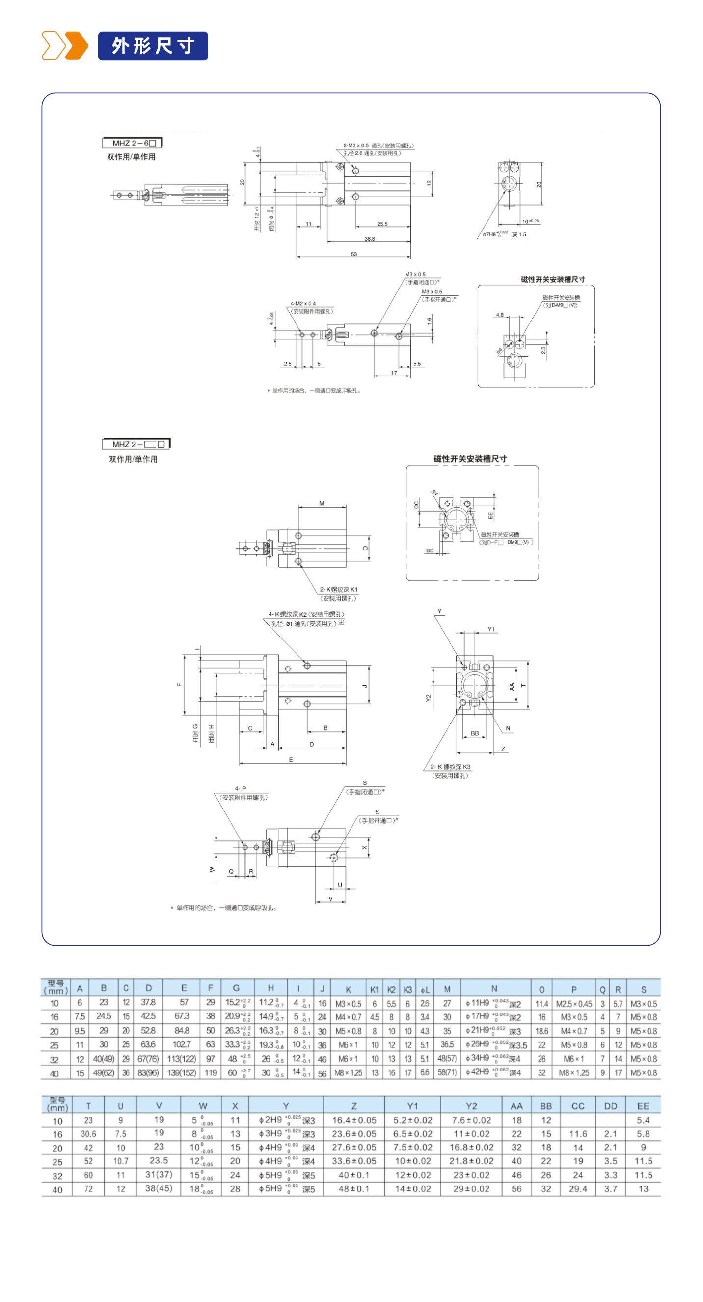 MHZ2系列平行开闭型气动手指