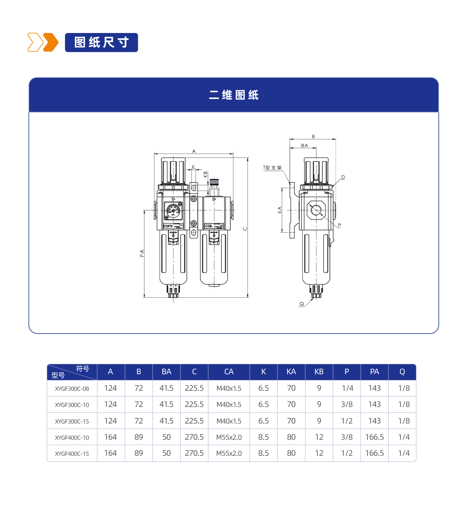 气源处理元件XYGFC300C二联件