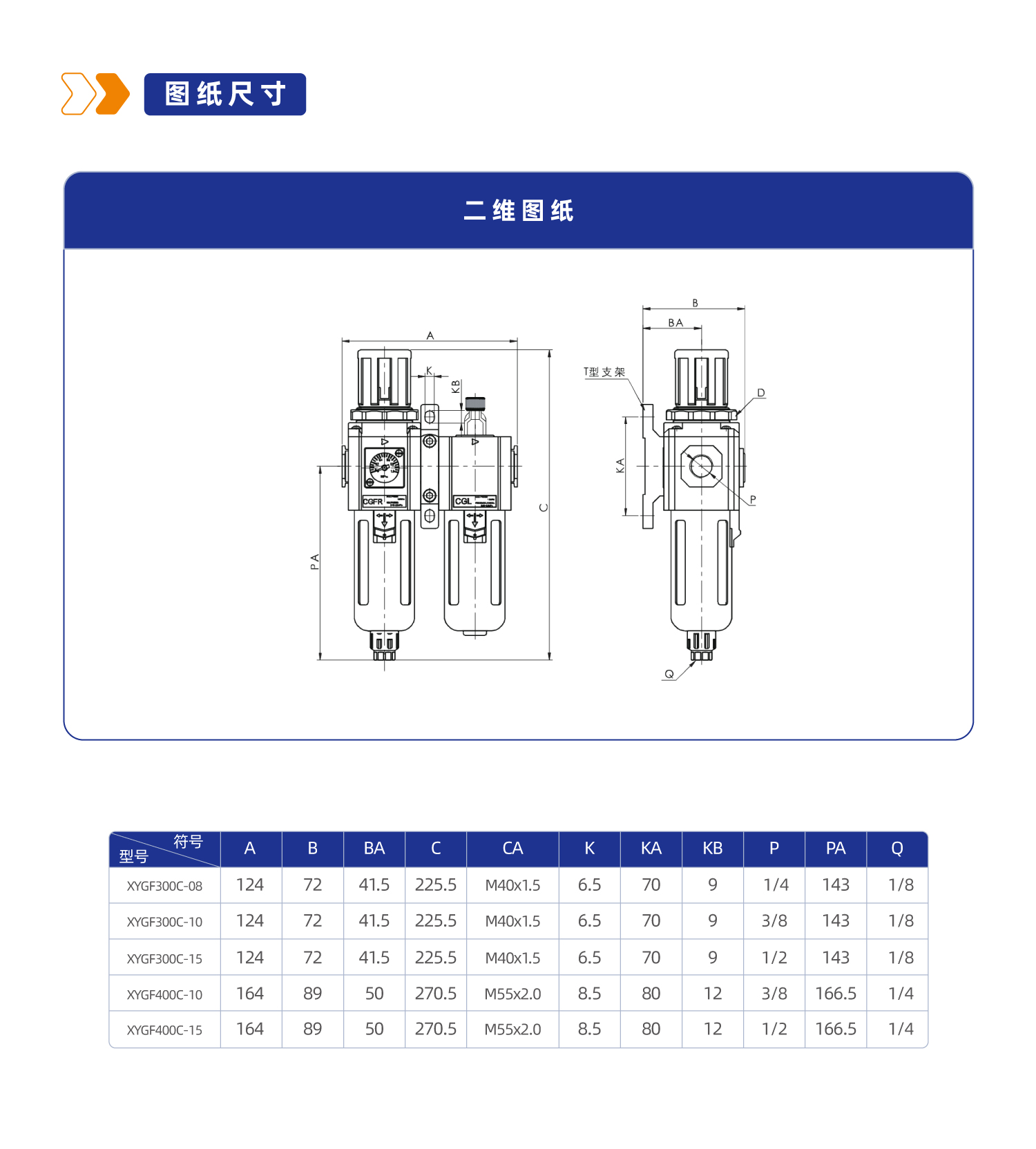 气源处理元件XYGFC400C二联件