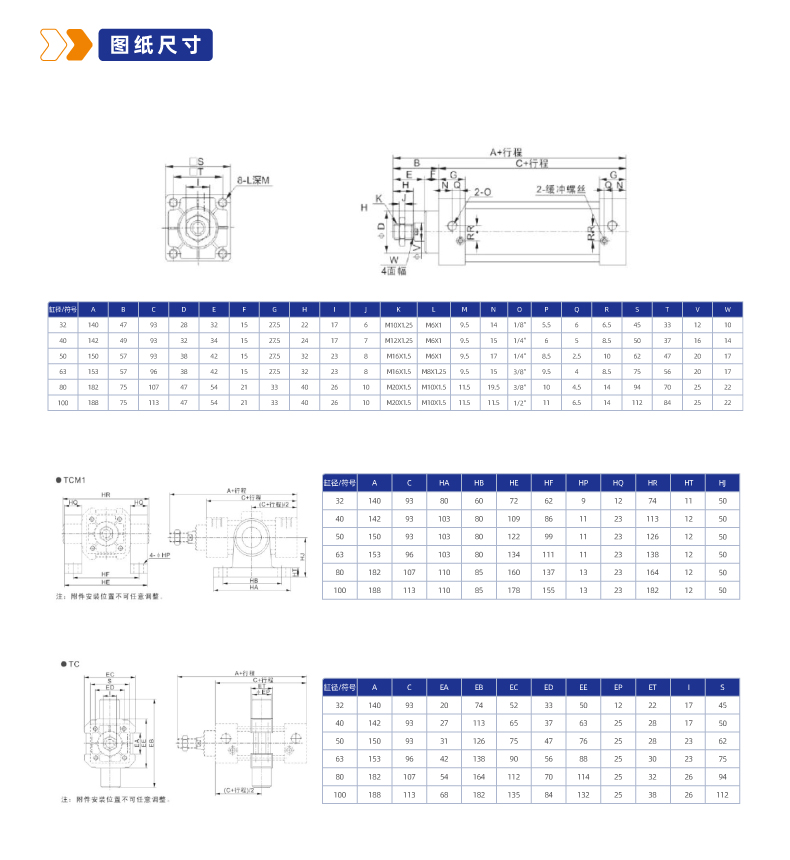 SU系列标准气缸(无拉杆式)