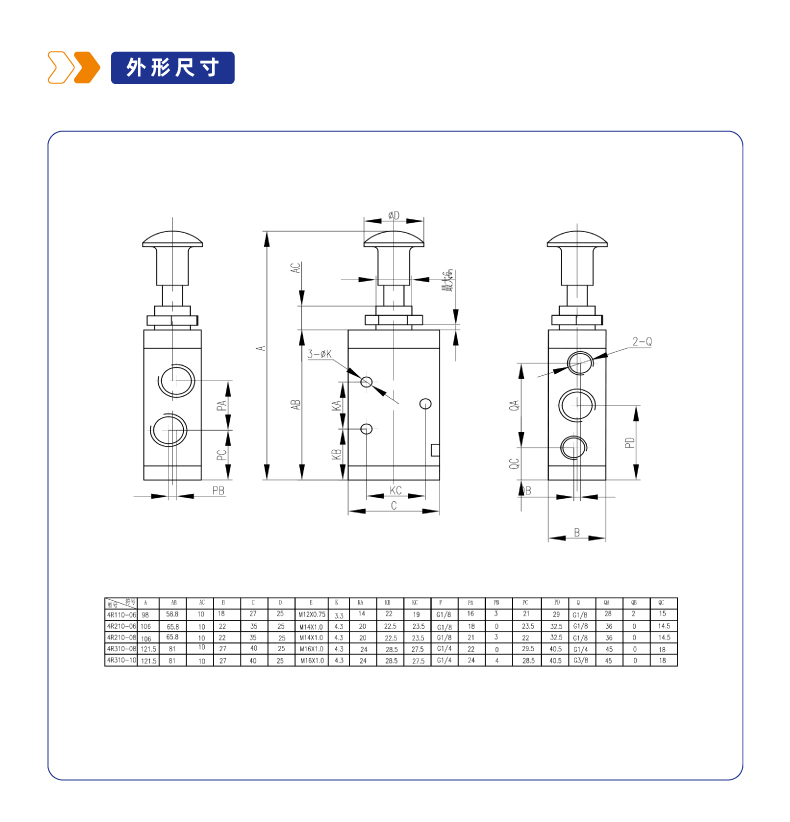 4R210二位五通管接式手拉阀