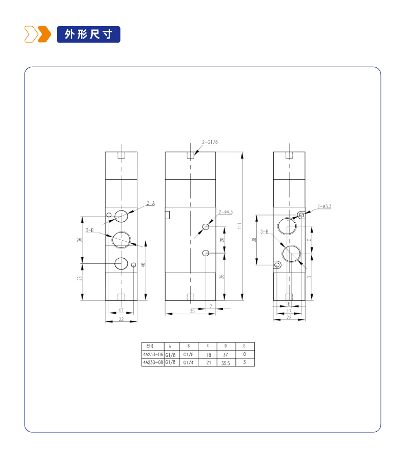 4A230三位五通管接式气控阀
