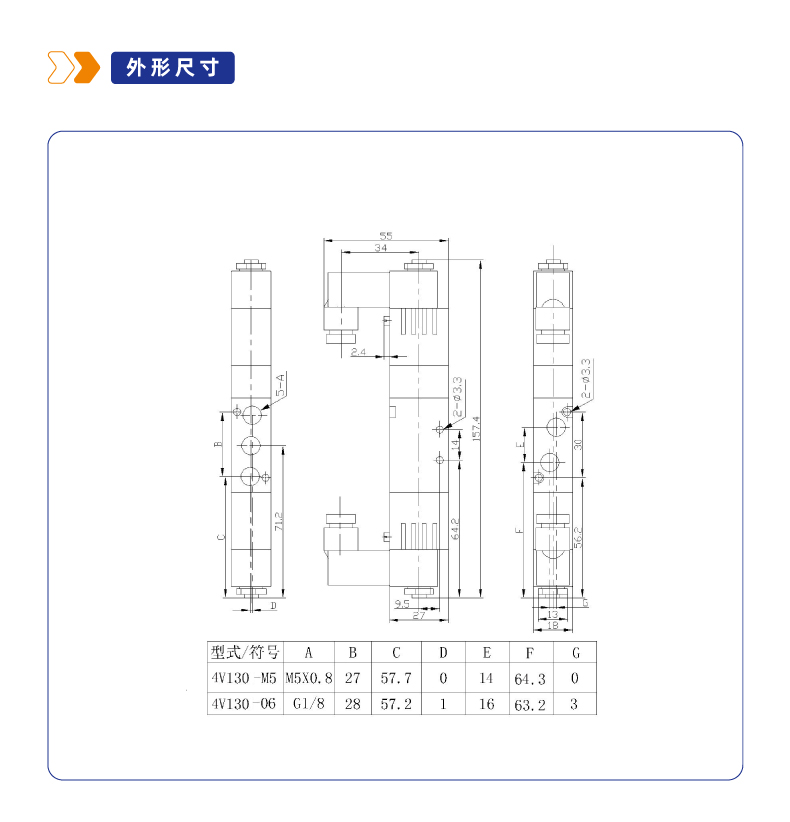 4V130三位五通管接式换向阀
