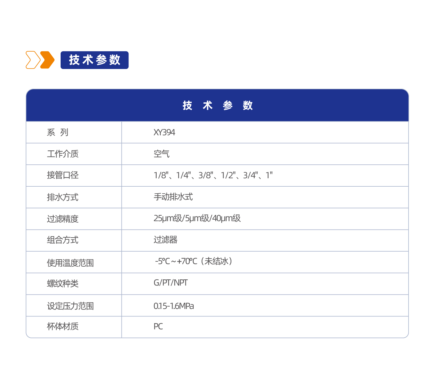 气源处理元件XY394系列过滤器