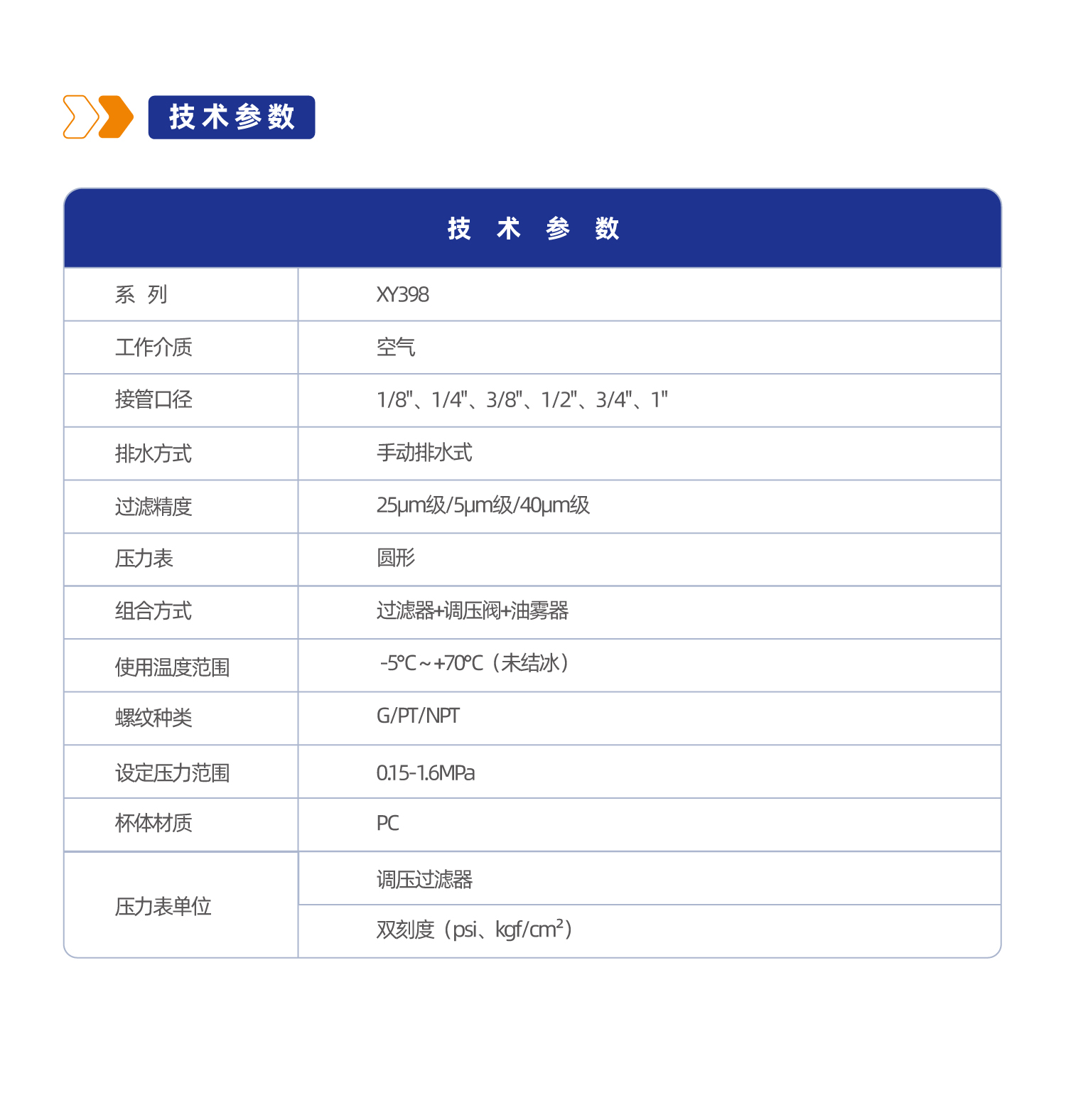 气源处理元件XY398系列三联件